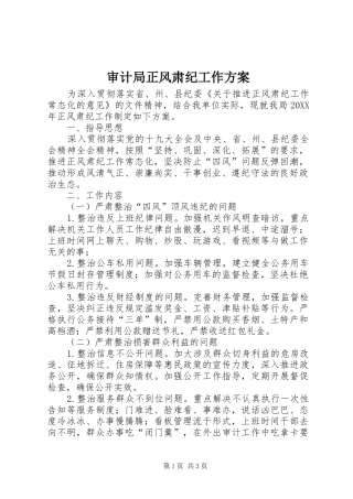 2024年审计局正风肃纪工作方案
