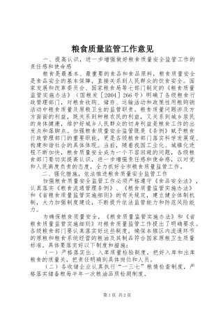 2024年粮食质量监管工作意见