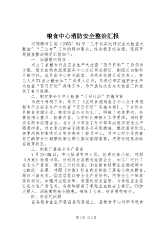 2024年粮食中心消防安全整治汇报