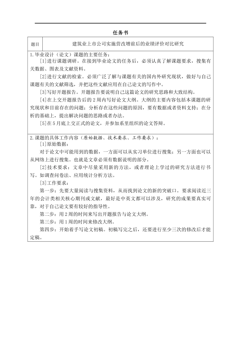建筑业上市公司实施营改增前后的业绩评价对比研究  工商管理专业_第1页