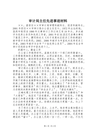 2024年审计局主任先进事迹材料