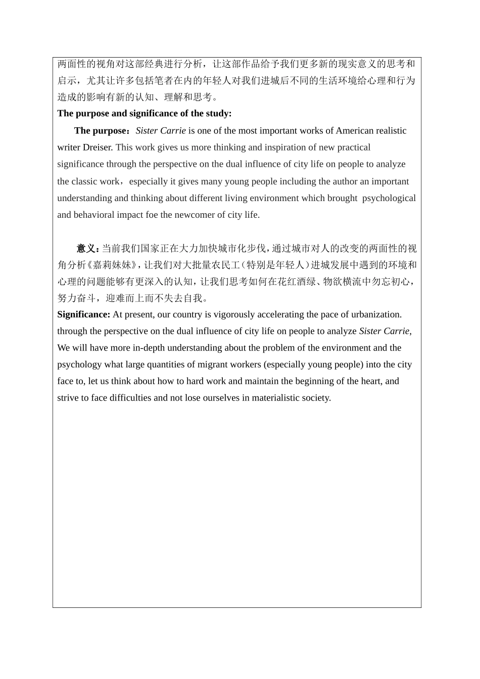 从城市对人改变的两面性分析《嘉莉妹妹》 开题报告_第2页