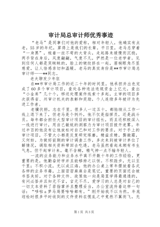 2024年审计局总审计师优秀事迹