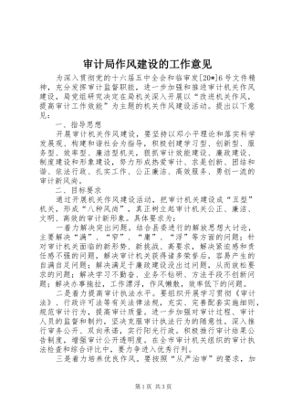 2024年审计局作风建设的工作意见