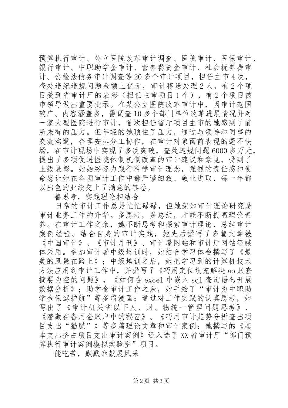 2024年审计科科员事迹_第2页