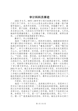 2024年审计科科员事迹