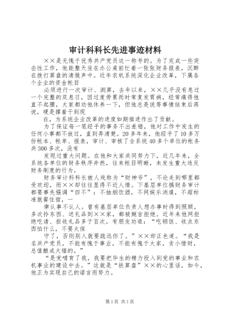 2024年审计科科长先进事迹材料