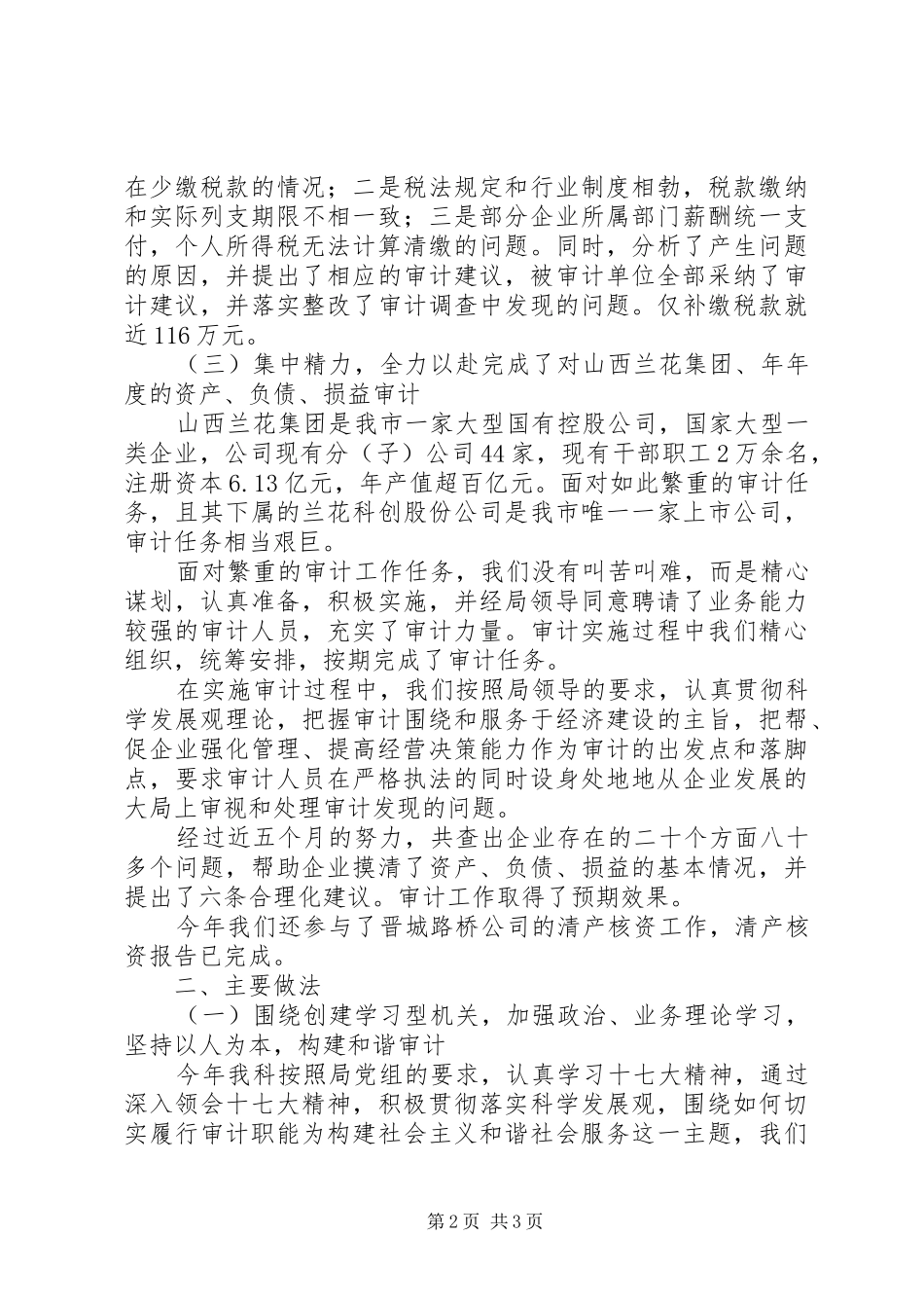 2024年审计科全年工作汇报_第2页