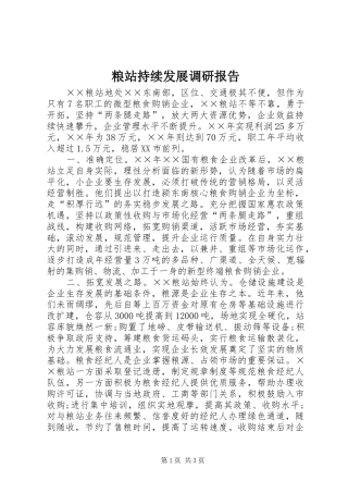 2024年粮站持续发展调研报告