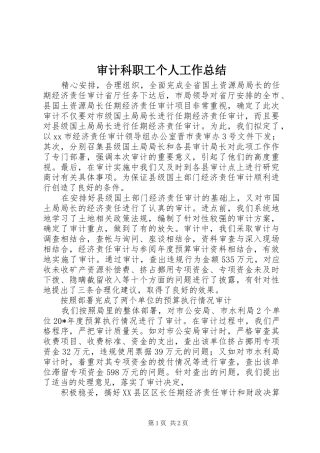 2024年审计科职工个人工作总结