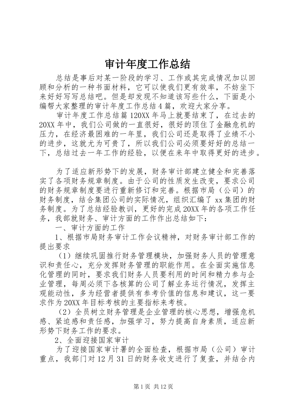 2024年审计年度工作总结_第1页