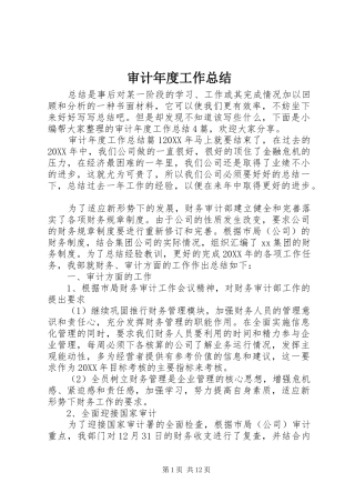 2024年审计年度工作总结
