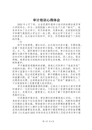 2024年审计培训心得体会