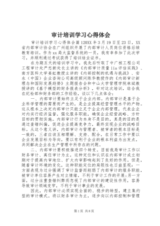 2024年审计培训学习心得体会