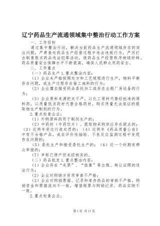 2024年辽宁药品生产流通领域集中整治行动工作方案