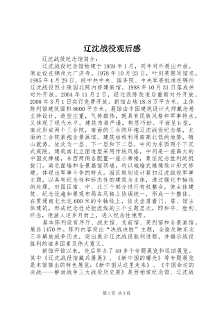 2024年辽沈战役观后感