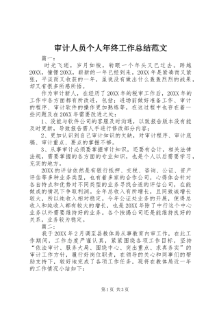 2024年审计人员个人年终工作总结范文