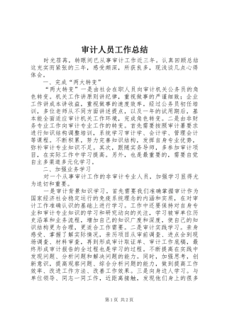 2024年审计人员工作总结