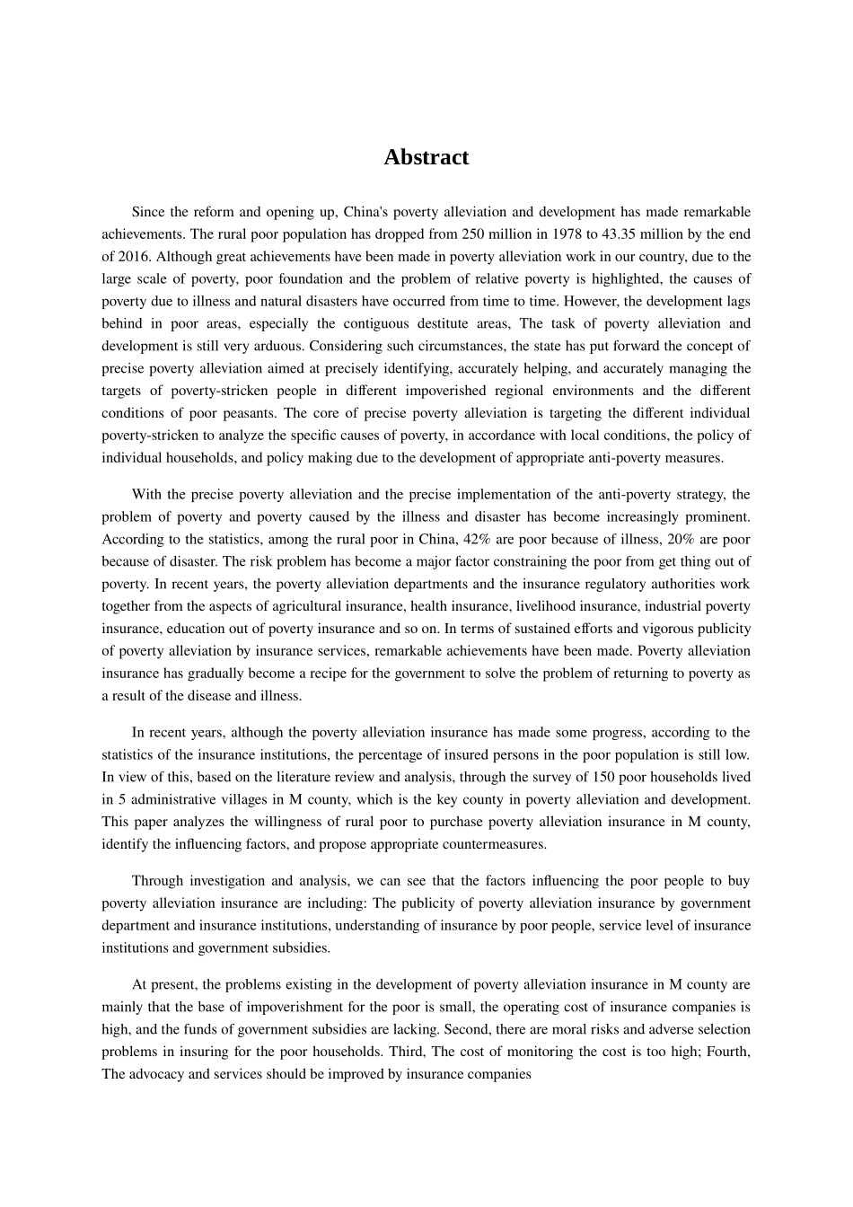 精准扶贫视角下农村贫困人口参保影响因素研究以M县为例  行政管理专业_第3页