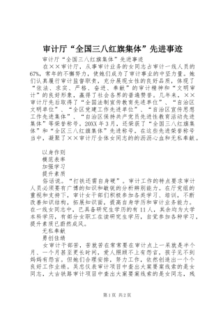 2024年审计厅全国三八红旗集体先进事迹