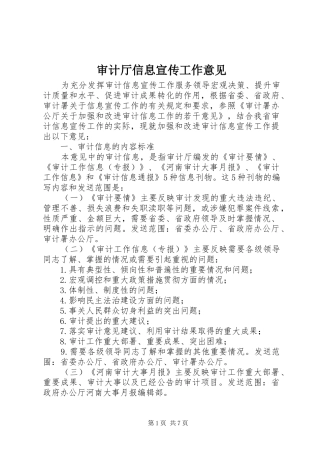 2024年审计厅信息宣传工作意见