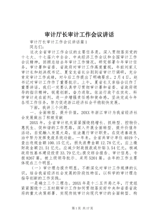2024年审计厅长审计工作会议致辞