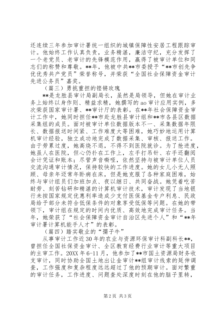 2024年审计先进个人事迹材料汇编_第2页