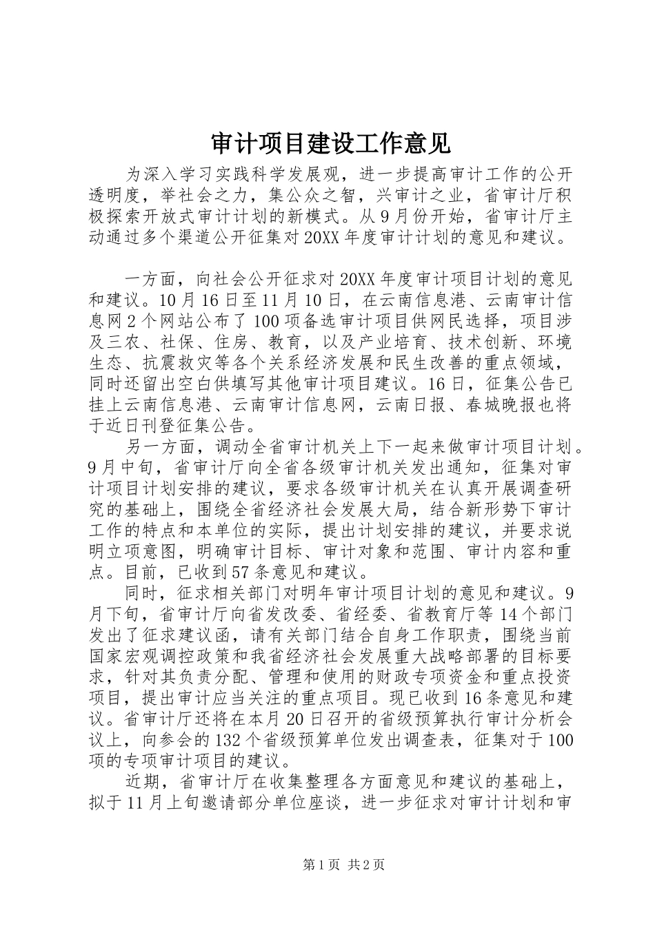 2024年审计项目建设工作意见_第1页