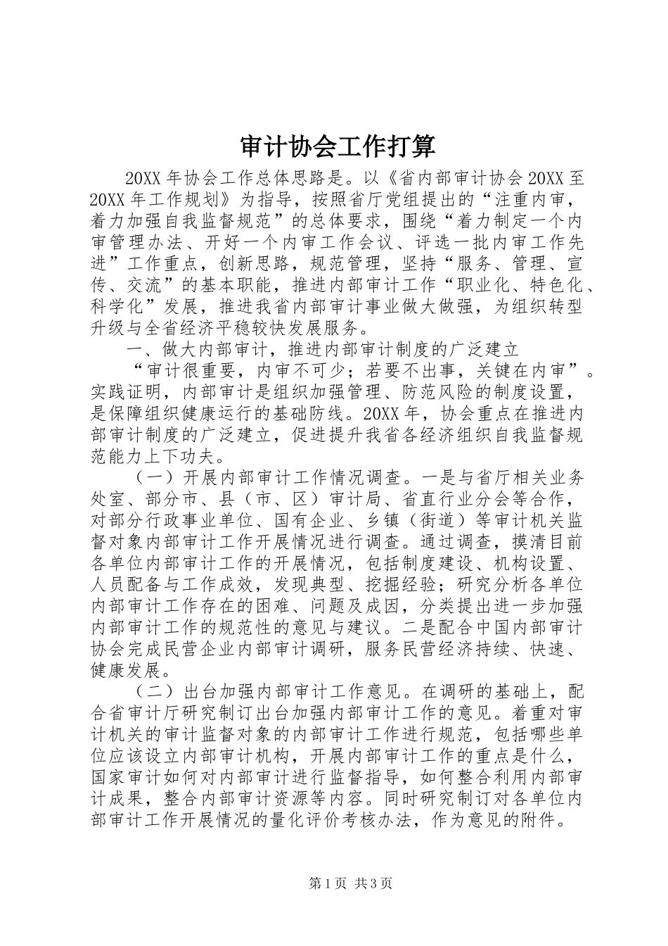 2024年审计协会工作打算_第1页