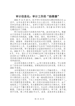2024年审计信息化审计工作的助推器