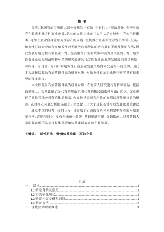 延长石油系统营销体系的构建分析研究 市场营销专业