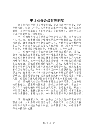 2024年审计业务会议管理制度