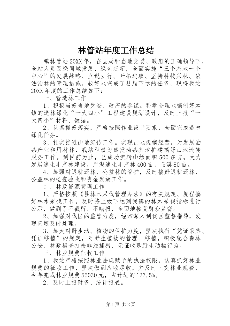 2024年林管站年度工作总结_第1页