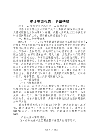 2024年审计整改报告乡镇扶贫