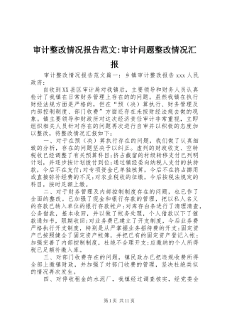 2024年审计整改情况报告范文审计问题整改情况汇报