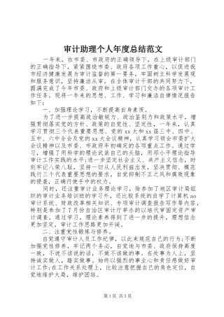 2024年审计助理个人年度总结范文