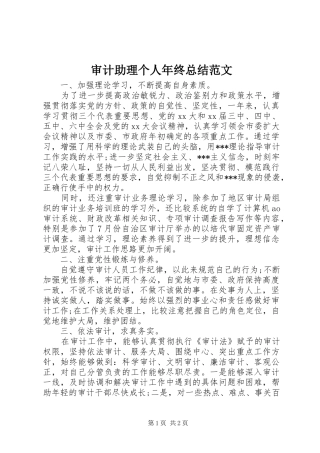 2024年审计助理个人年终总结范文