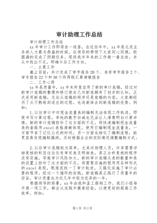 2024年审计助理工作总结