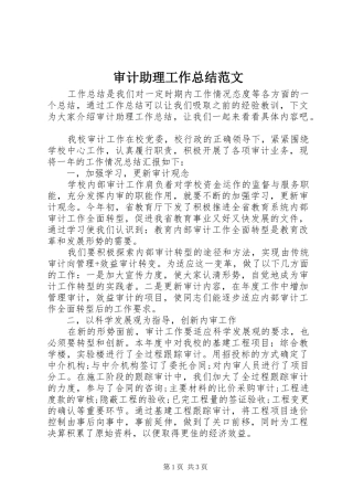 2024年审计助理工作总结范文