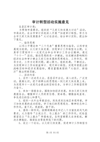 2024年审计转型活动实施意见