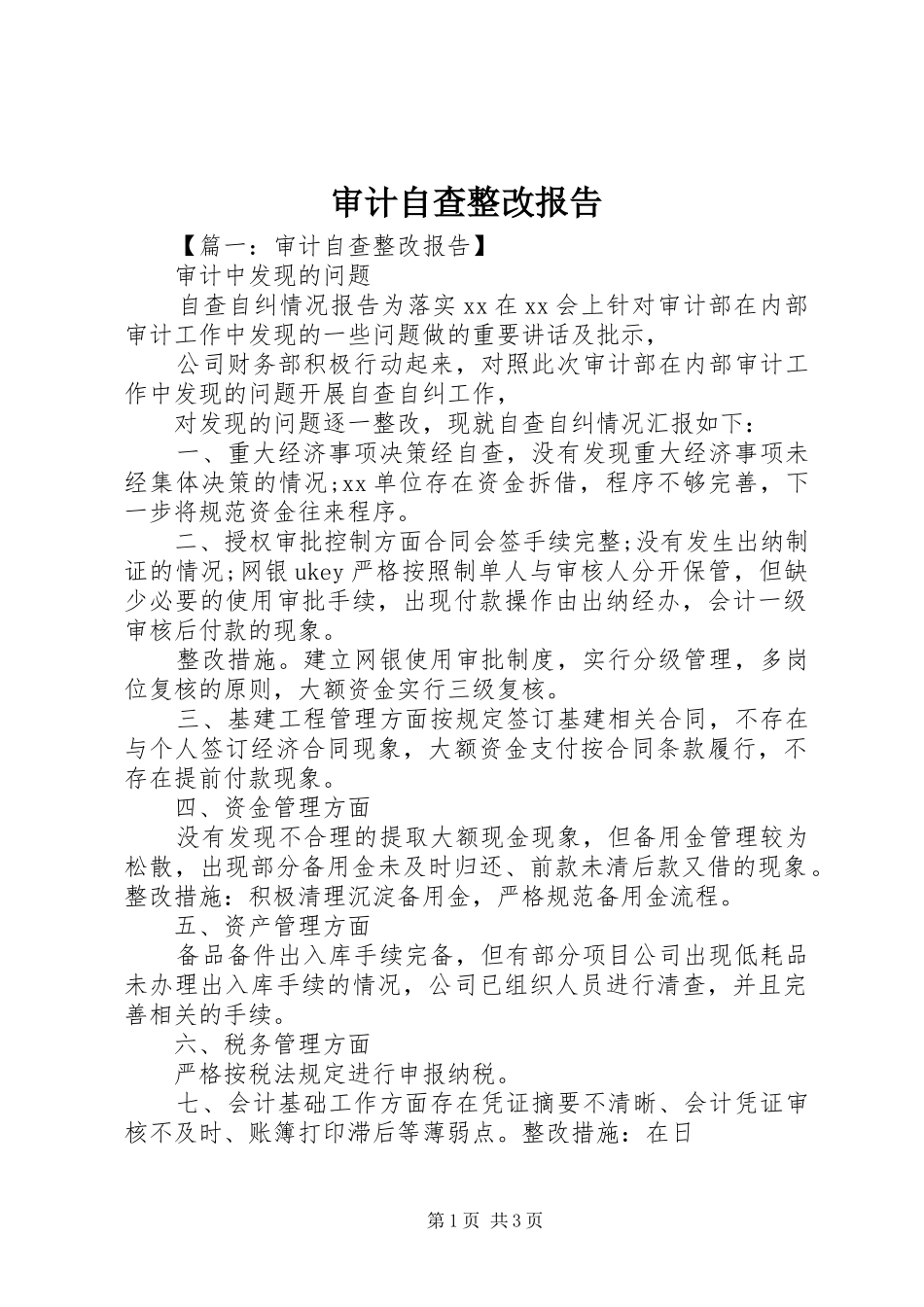 2024年审计自查整改报告_第1页