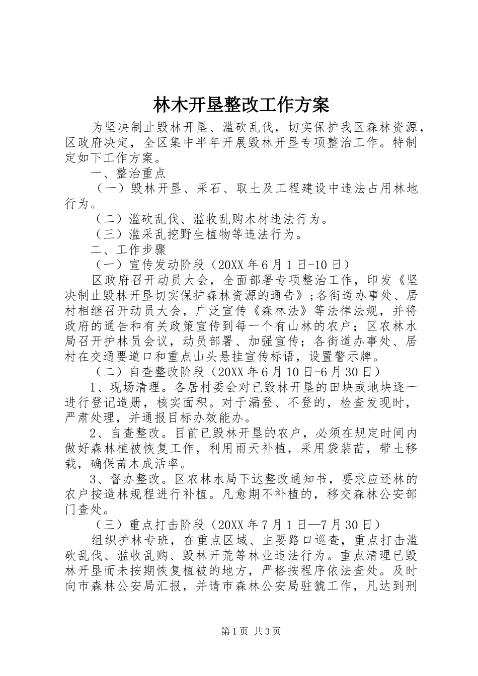 2024年林木开垦整改工作方案_第1页