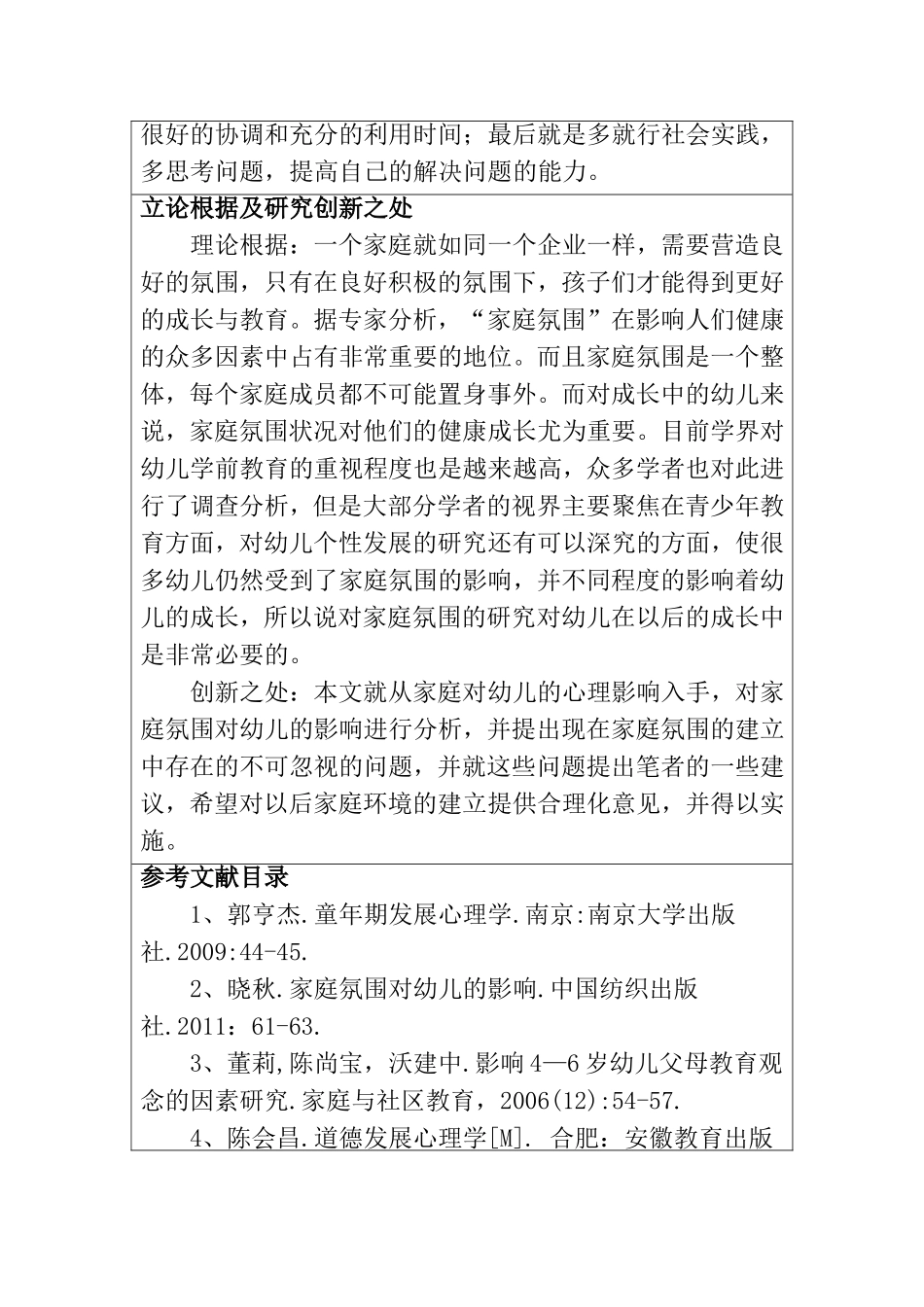 家庭氛围对幼儿心理影响探究开题报告  学前教育专业_第2页