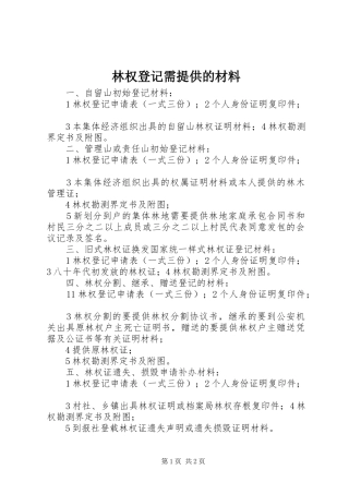 2024年林权登记需提供的材料