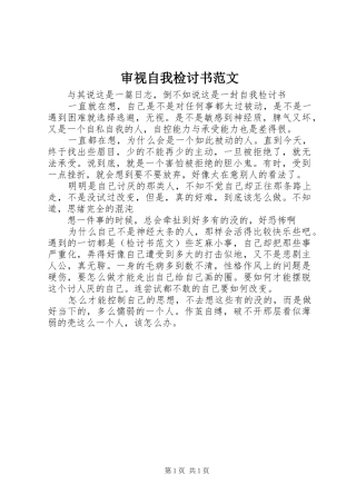 2024年审视自我检讨书范文