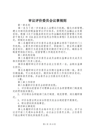 2024年审议评价委员会议事规则