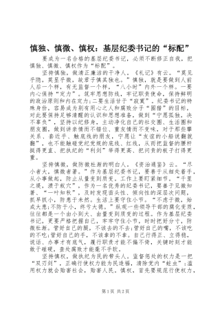 2024年慎独慎微慎权基层纪委书记的标配