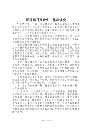 2024年灵马镇召开计生工作座谈会