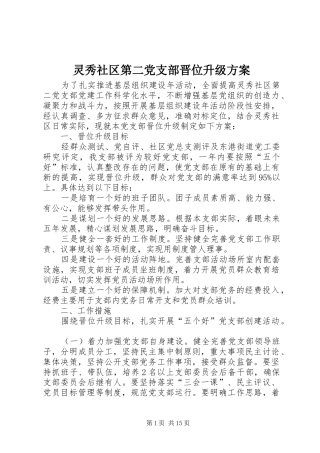 2024年灵秀社区第二党支部晋位升级方案