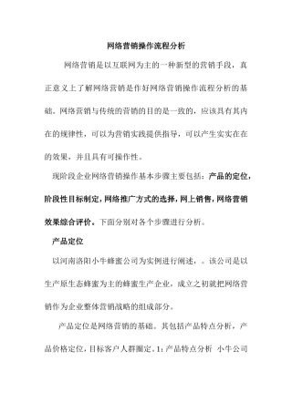 网络营销操作流程分析研究   市场营销专业